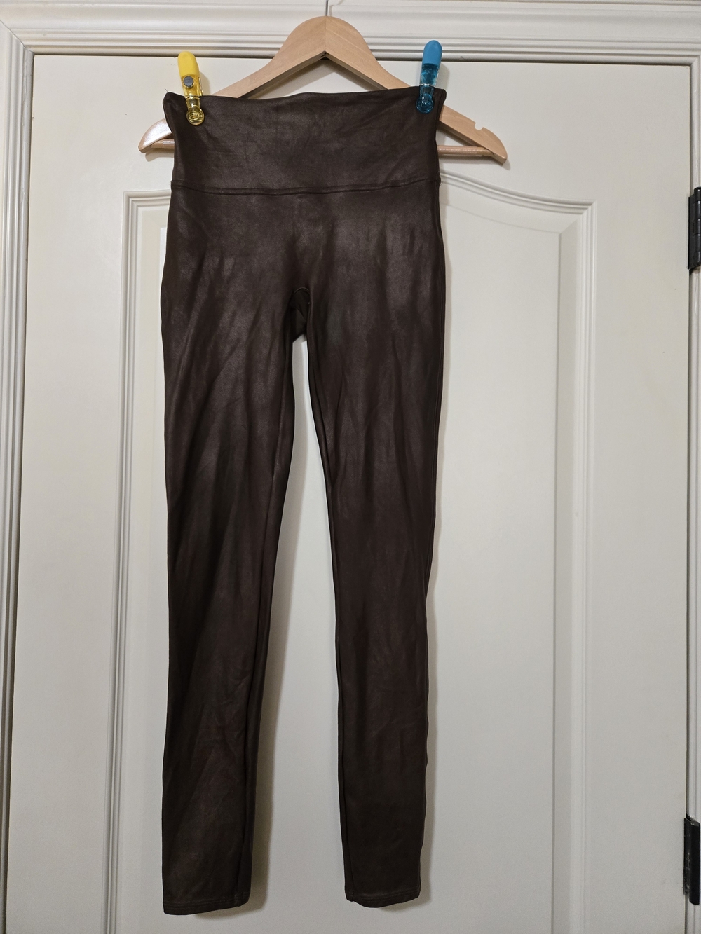 SPANX Faux Leather High-Waist Leggings in Dark Brown
